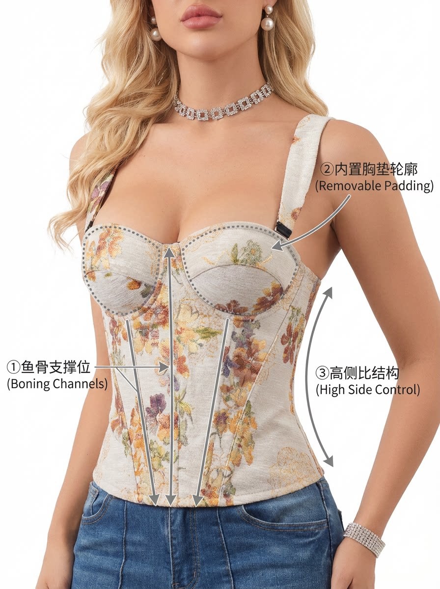 2026 Floral Tapestry Corset Top - Vintage Fishbone Slimming Shapewear